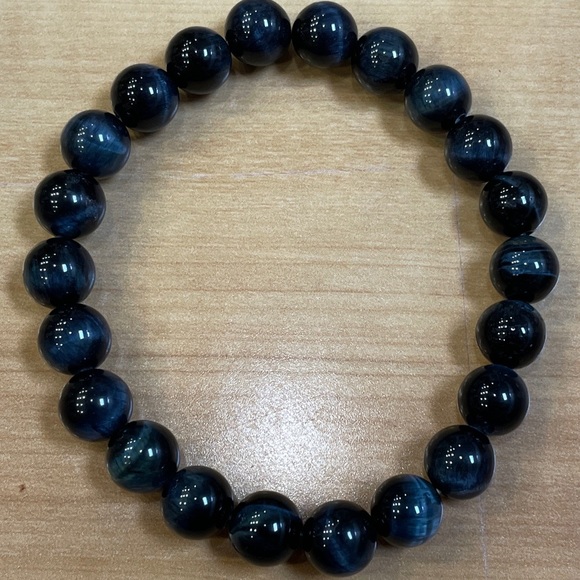 Semi-precious Blue Tiger’ Eyes Gemstone Boho Style Bracelet - Picture 3 of 6